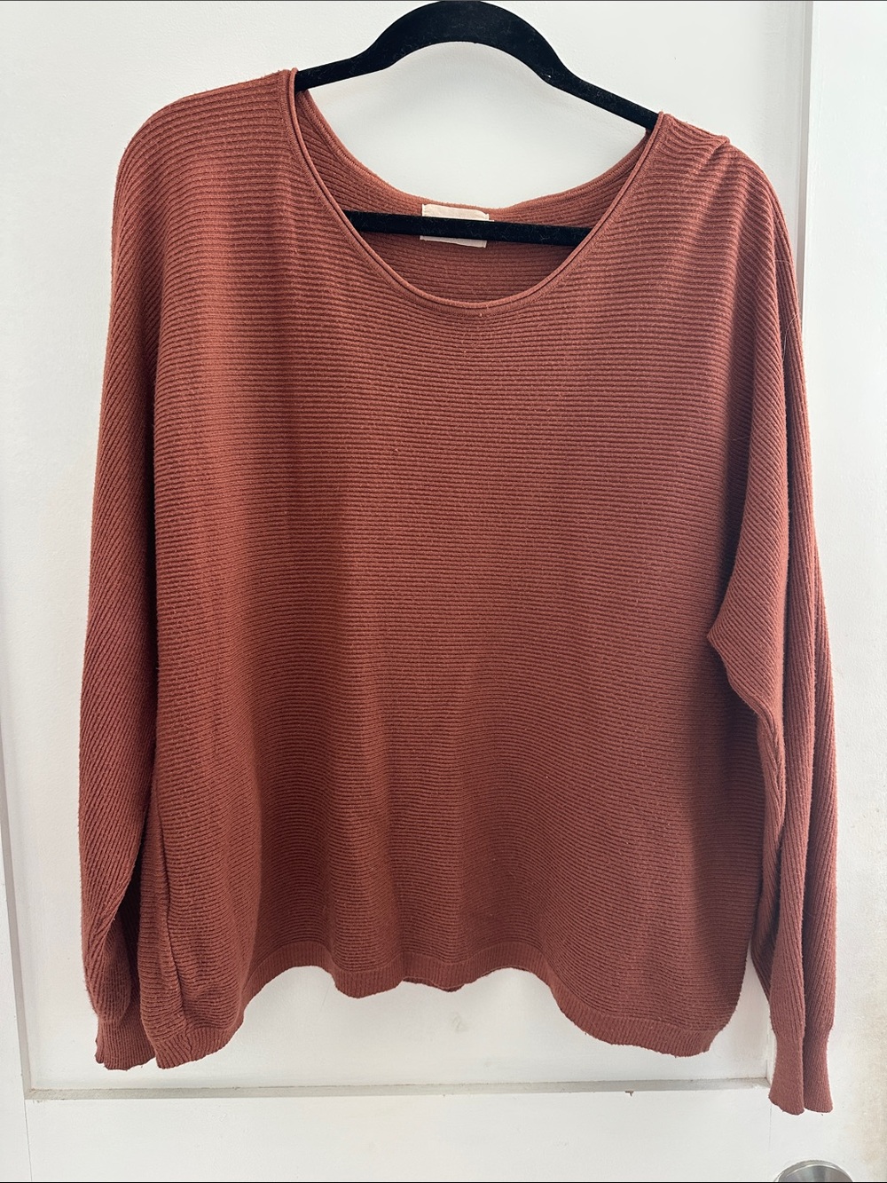 Dreamers Waffle Knit Crew Sweater - Rust Brown